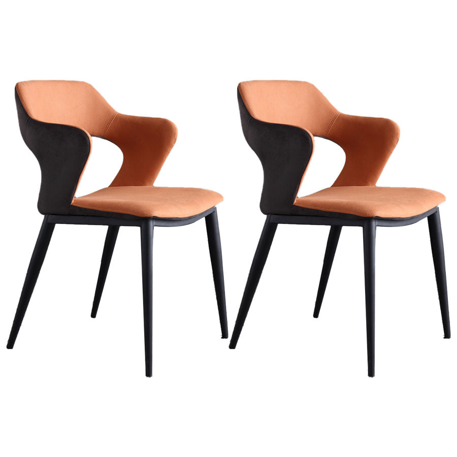 Contemporary Kitchen Chair Dining Open Back Arm Side Chairs with Metal Legs