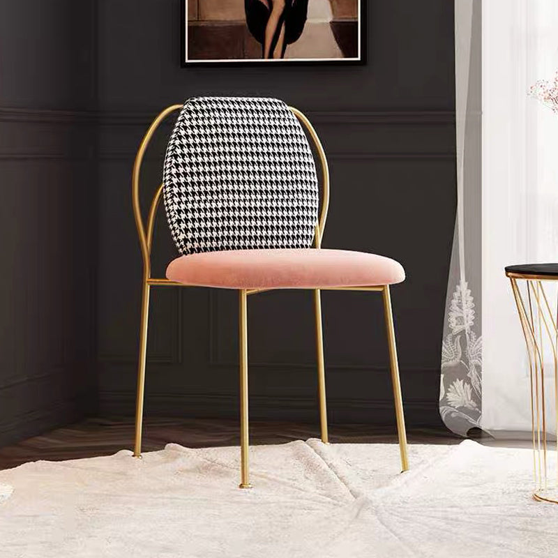 Fabric Dining Side Chair Nordic Style Solid Back Armless Dining Chair