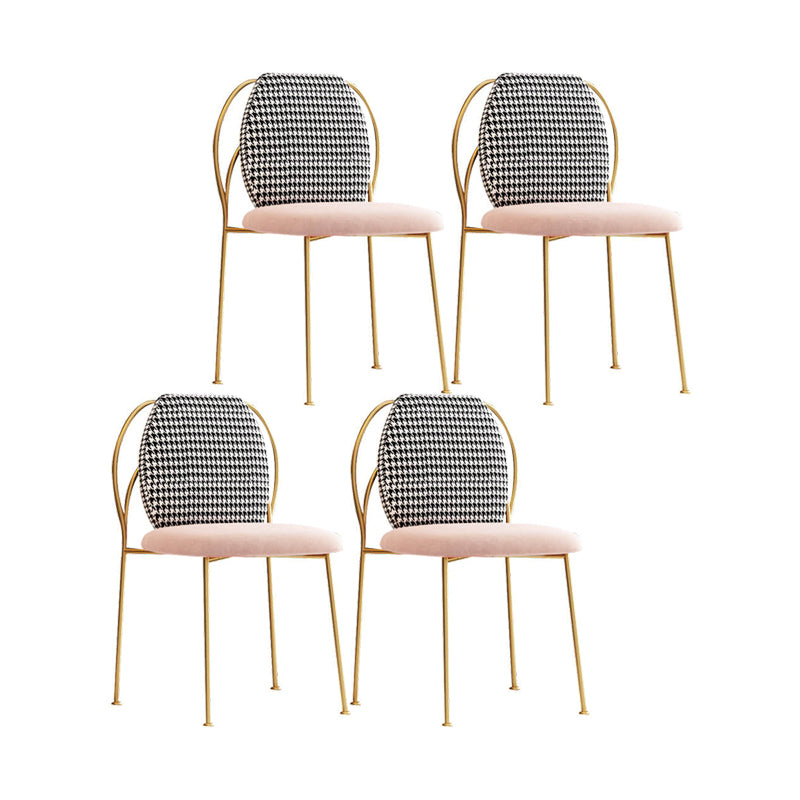 Fabric Dining Side Chair Nordic Style Solid Back Armless Dining Chair