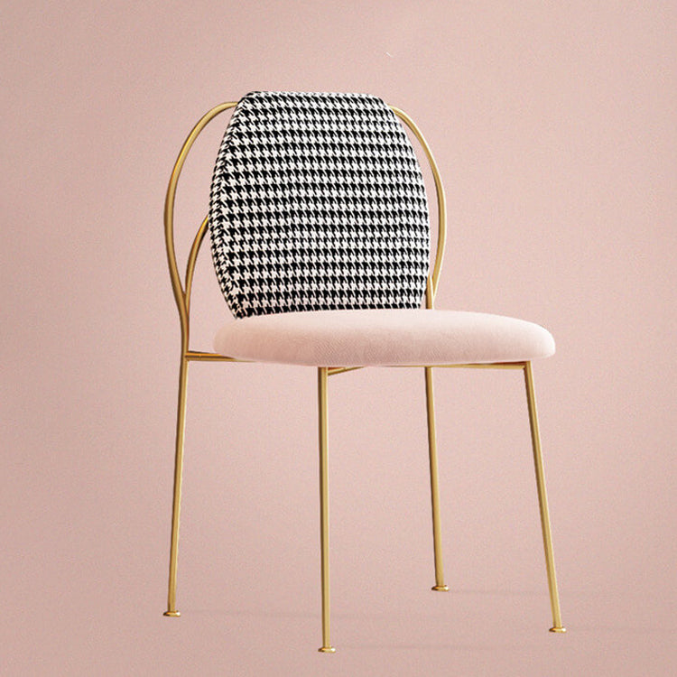 Fabric Dining Side Chair Nordic Style Solid Back Armless Dining Chair