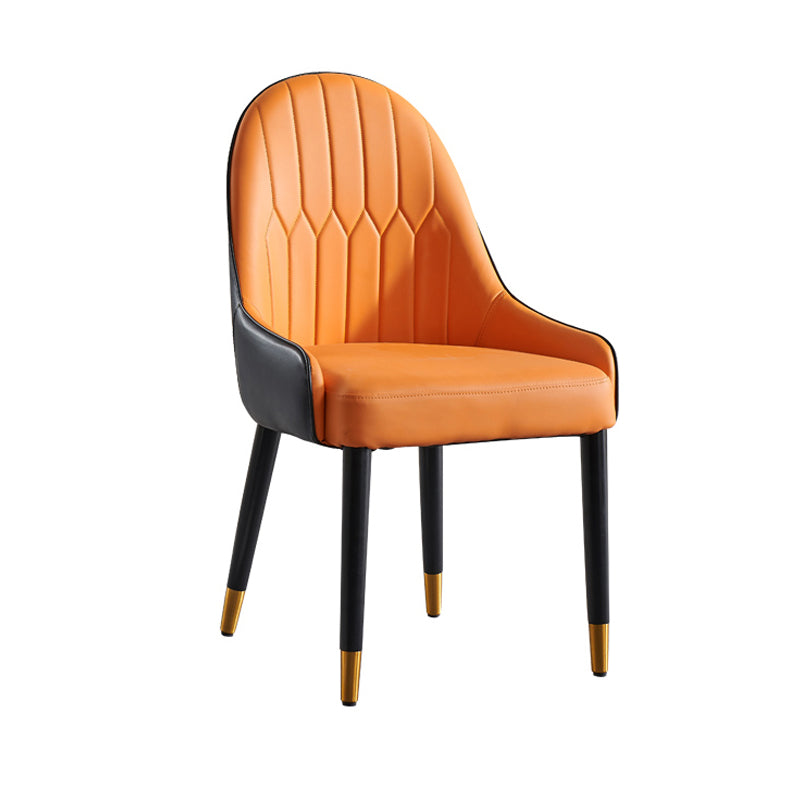 Glam Wood Dining Arm Chair Faux Leather Dining Chairs for Restaurant Use