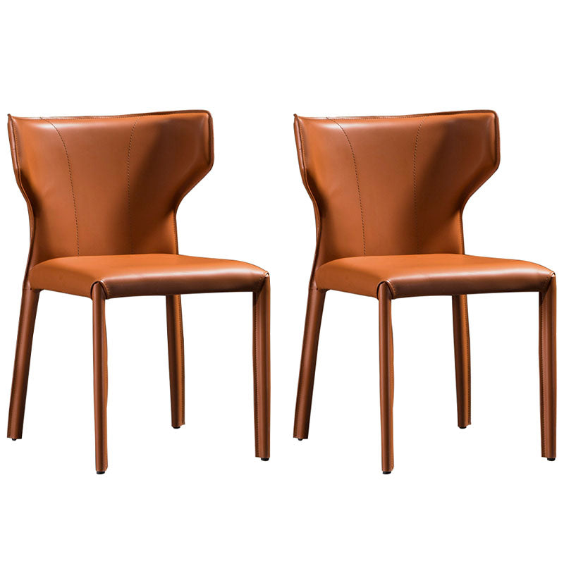 Modern Leather Dining Room Chair Armless Wingback Side Chair