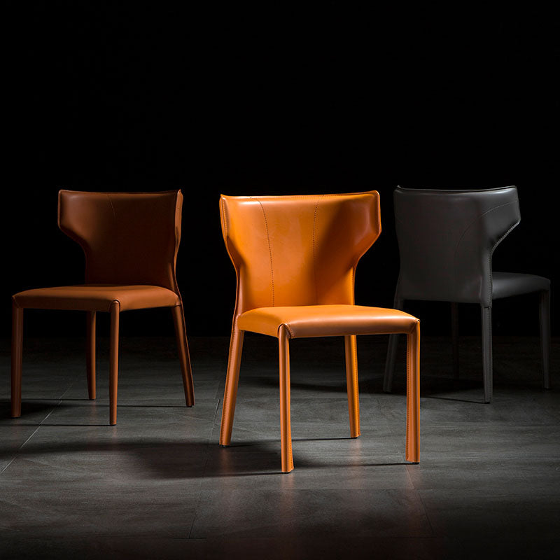 Modern Leather Dining Room Chair Armless Wingback Side Chair