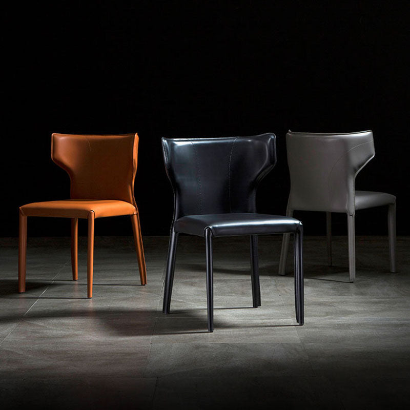 Modern Leather Dining Room Chair Armless Wingback Side Chair
