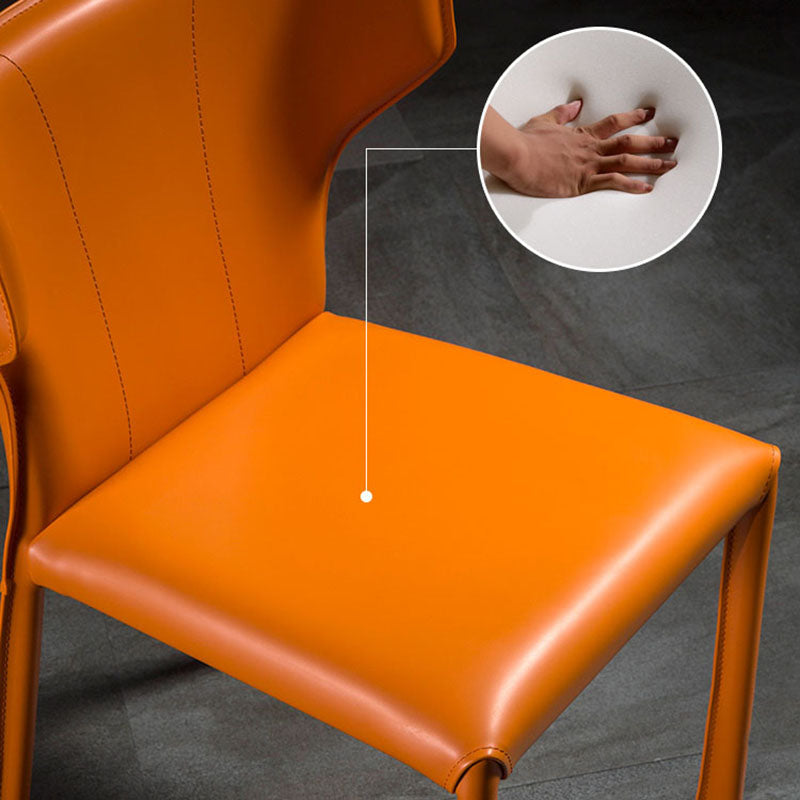 Modern Leather Dining Room Chair Armless Wingback Side Chair