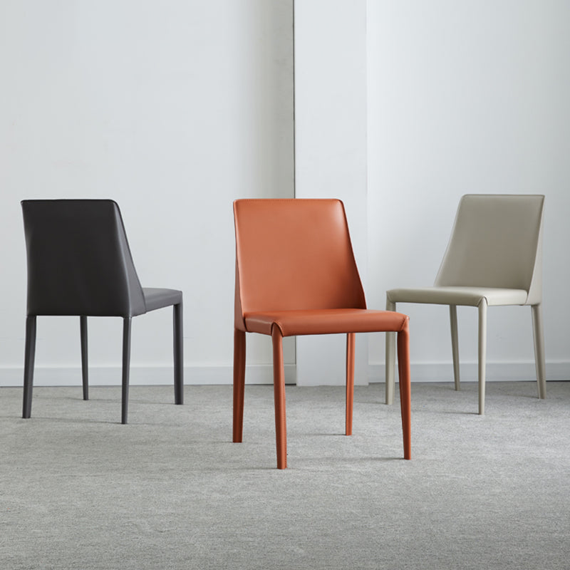Contemporary Leather Armless Dining Chair Metal Dining Room Chairs for Home Use