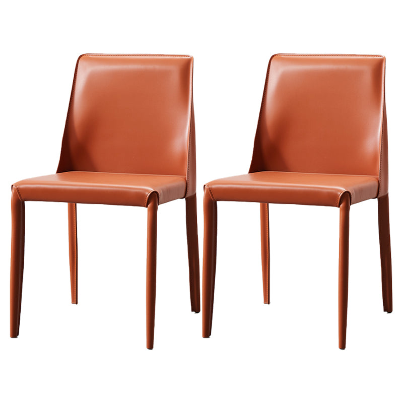 Contemporary Leather Armless Dining Chair Metal Dining Room Chairs for Home Use
