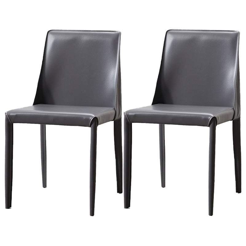 Contemporary Leather Armless Dining Chair Metal Dining Room Chairs for Home Use