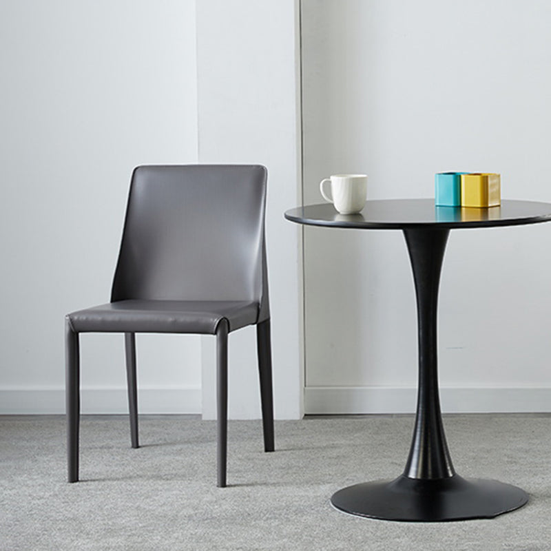 Contemporary Leather Armless Dining Chair Metal Dining Room Chairs for Home Use