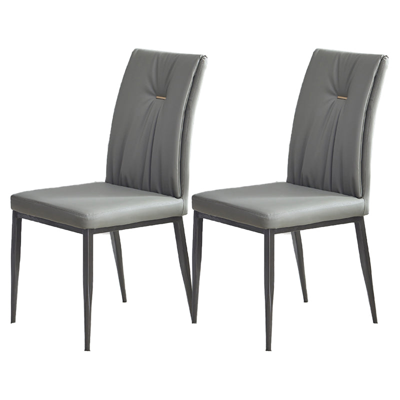 Modern Restaurant Solid Back Chair Matte Finish Leather Dining Chair