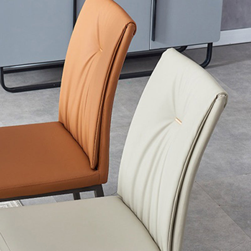 Modern Restaurant Solid Back Chair Matte Finish Leather Dining Chair