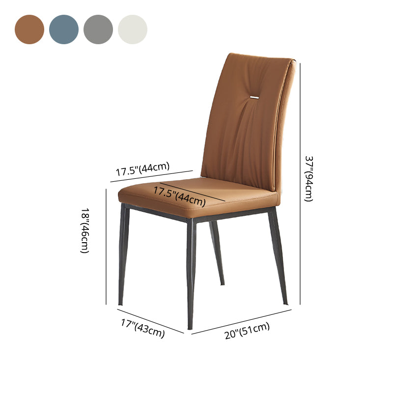 Modern Restaurant Solid Back Chair Matte Finish Leather Dining Chair