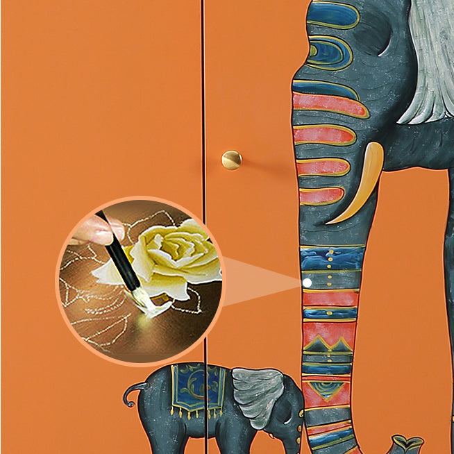 47.5"L Glam Engineered Wood Credenza Orange Cabinets Dining Server for Living Room