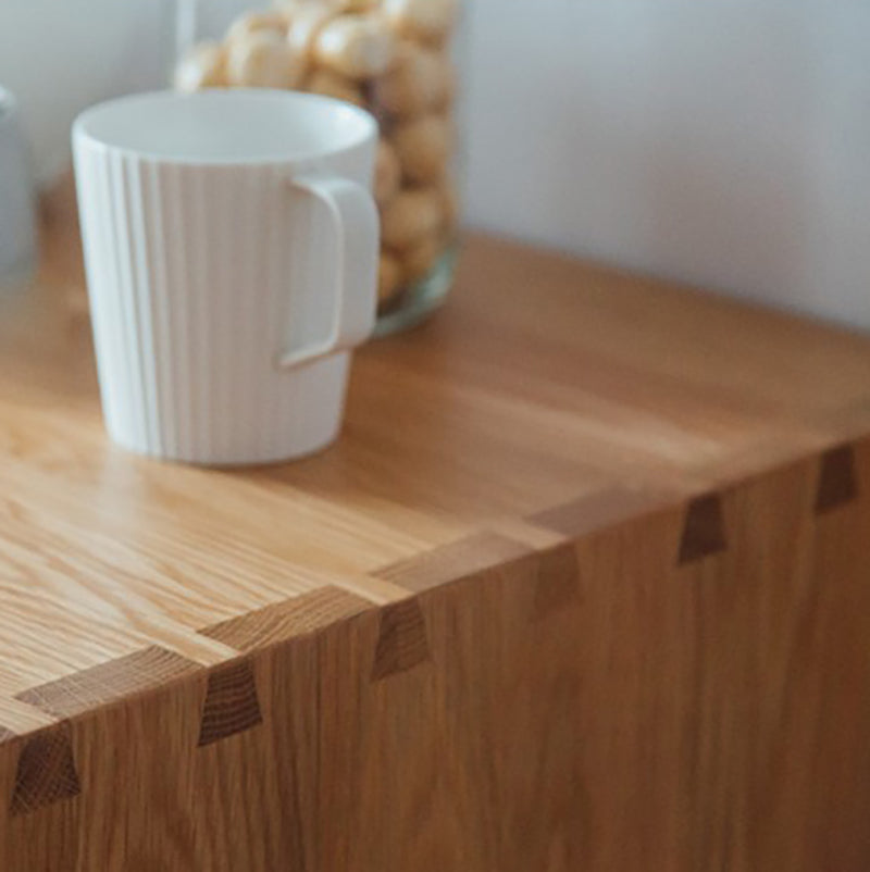 Modern 9-Drawer Sideboard Simple Pine Wood Buffet Table for Dining Room
