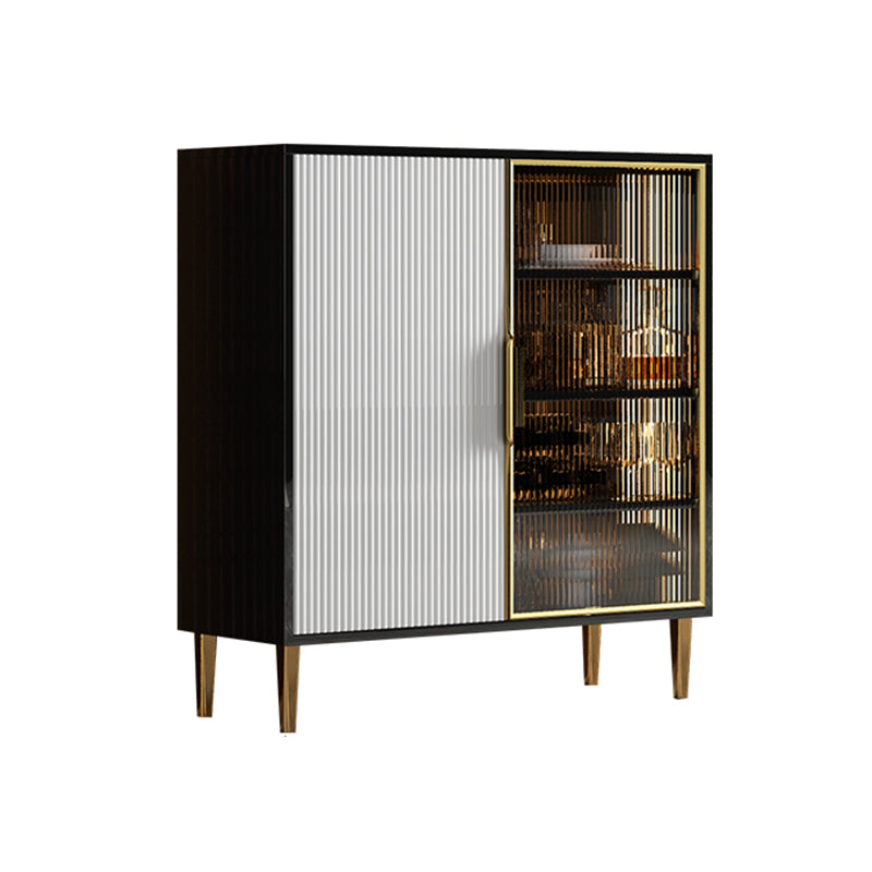 Glass Door Wood Sideboard Glam Server Cabinet with Storage for Dining Room