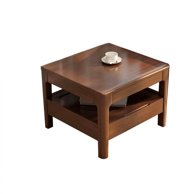 Nordic Style Square/rectangular 4 Legs Base Wooden Table with Storage Rack Coffee Table
