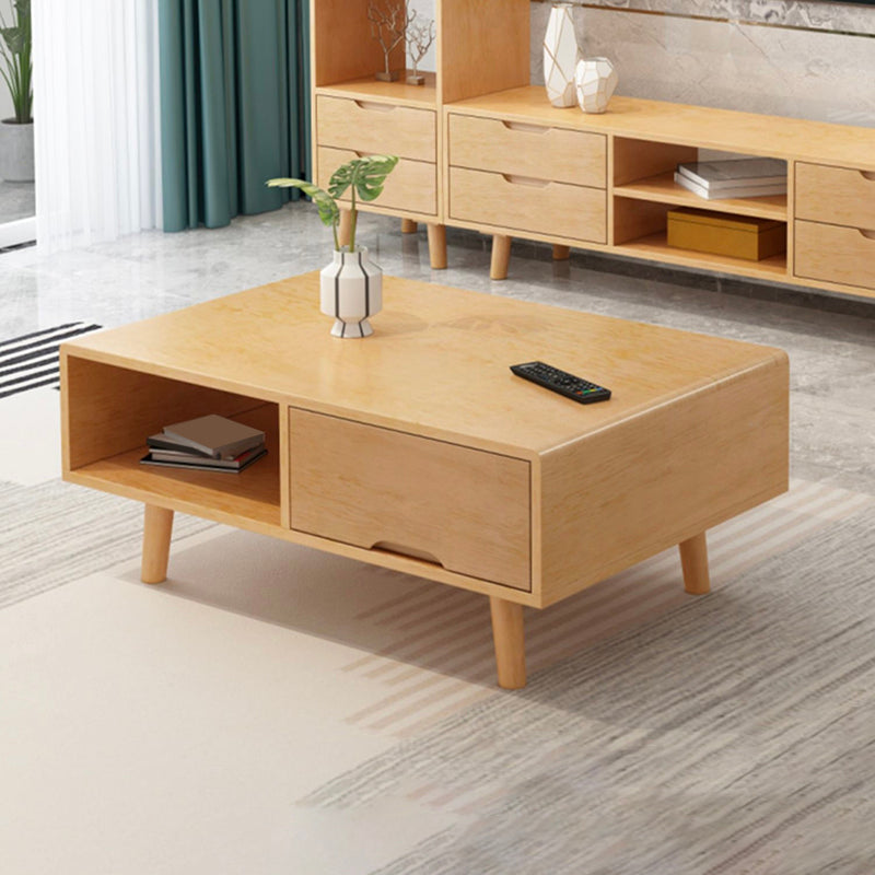 Rectangular/square 4 Legs Base Solid Wood Table Nordic Style Coffee Table