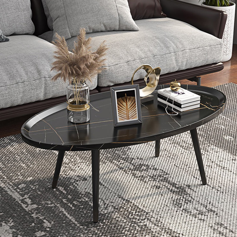 Modern Style Round/oval Wooden Table Metal 4 Legs Base Coffee Table