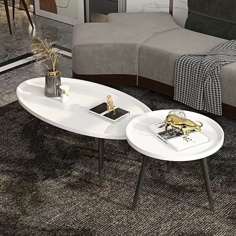 Modern Style Round/oval Wooden Table Metal 4 Legs Base Coffee Table