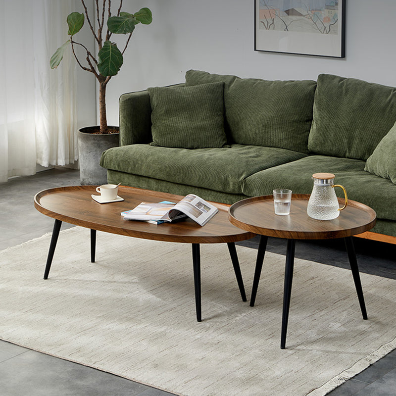 Modern Style Round/oval Wooden Table Metal 4 Legs Base Coffee Table