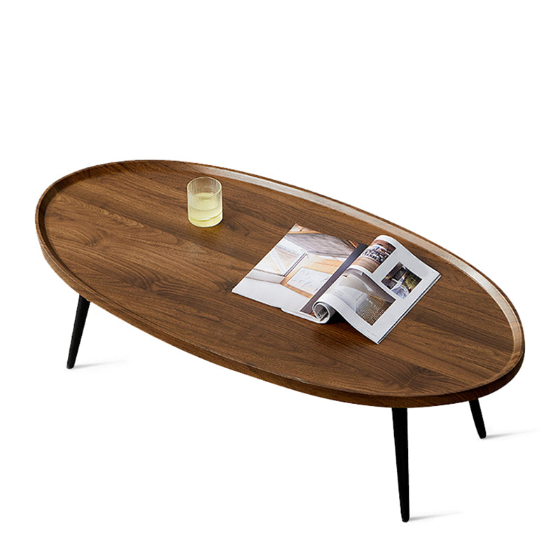 Round/oval Black Metal 3/4 Leg Base Design Wood Table Panel Coffee Table
