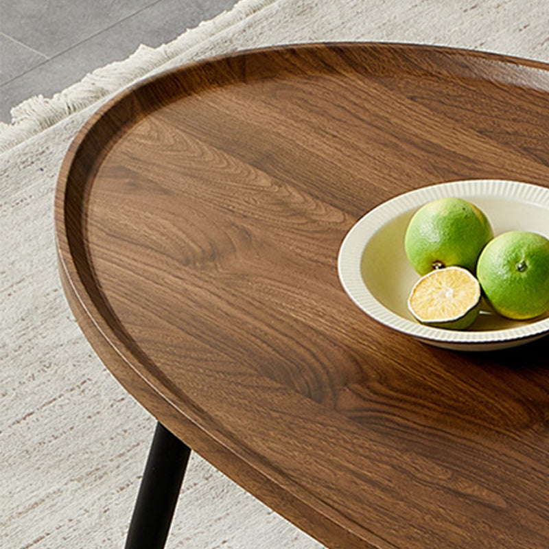 Round/oval Black Metal 3/4 Leg Base Design Wood Table Panel Coffee Table