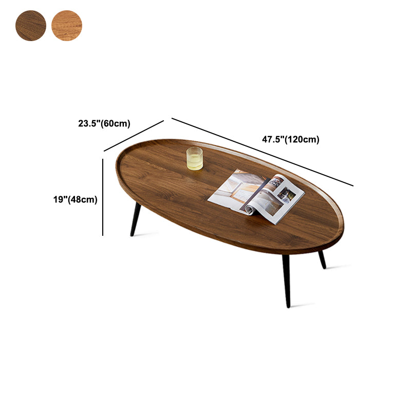 Round/oval Black Metal 3/4 Leg Base Design Wood Table Panel Coffee Table