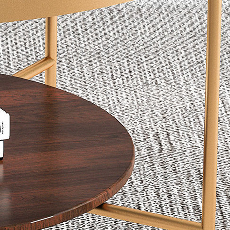 Modern Style Round Toughened Glass Table Metal 4 Legs Base Coffee Table