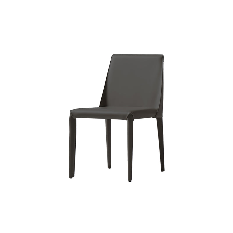 Mid-Century Modern Armless Side Chair Leather Basic Four Leg Side Chair