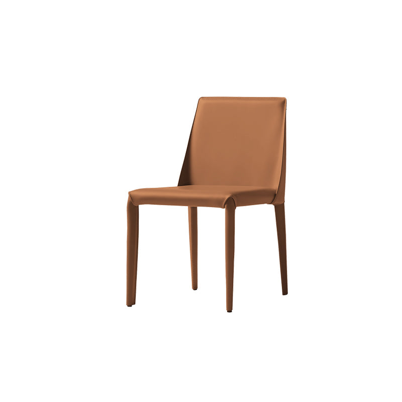 Mid-Century Modern Armless Side Chair Leather Basic Four Leg Side Chair