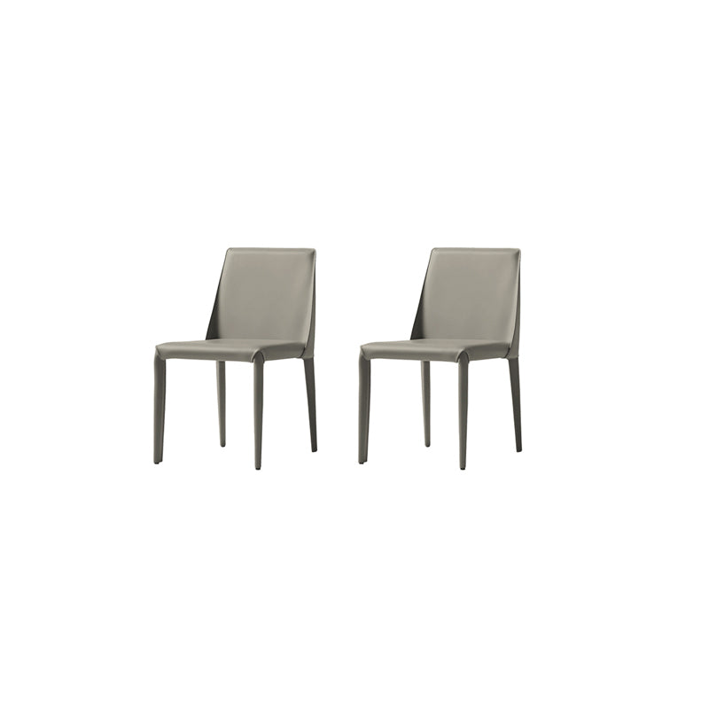 Mid-Century Modern Armless Side Chair Leather Basic Four Leg Side Chair