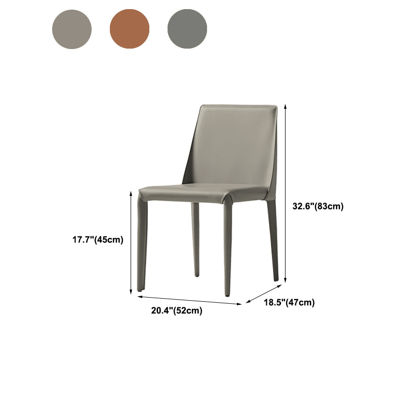 Mid-Century Modern Armless Side Chair Leather Basic Four Leg Side Chair