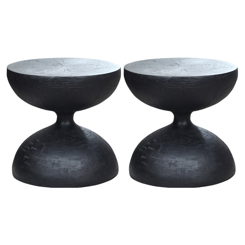 Round Old Solid Wood Table with Pedestal Base Design French Country Style Side Table