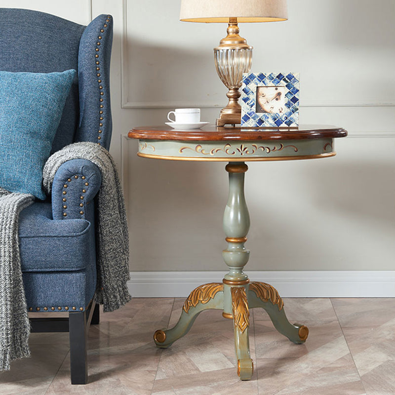 Traditional Style Round Solid Wood Table with 3 Legs Base Side Table
