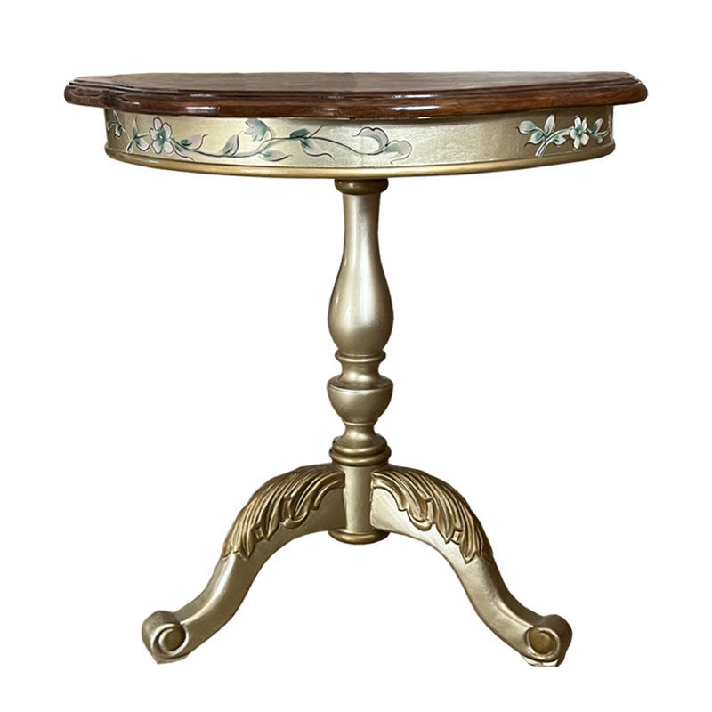 Traditional Style Round Solid Wood Table with 3 Legs Base Side Table