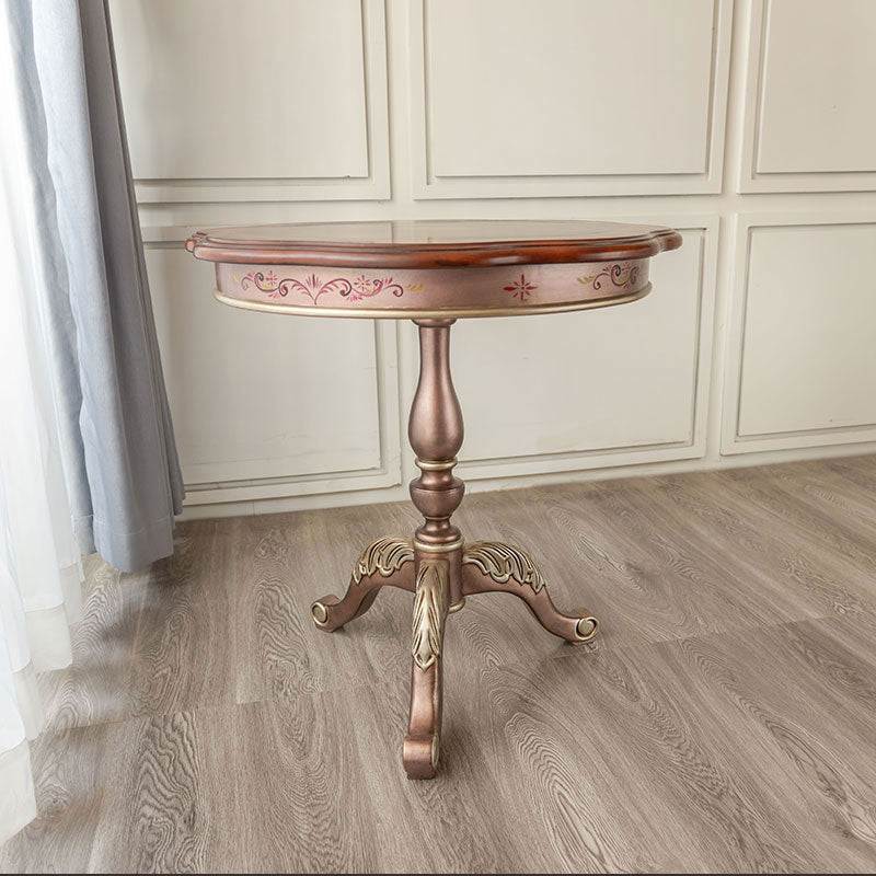 Traditional Style Round Solid Wood Table with 3 Legs Base Side Table
