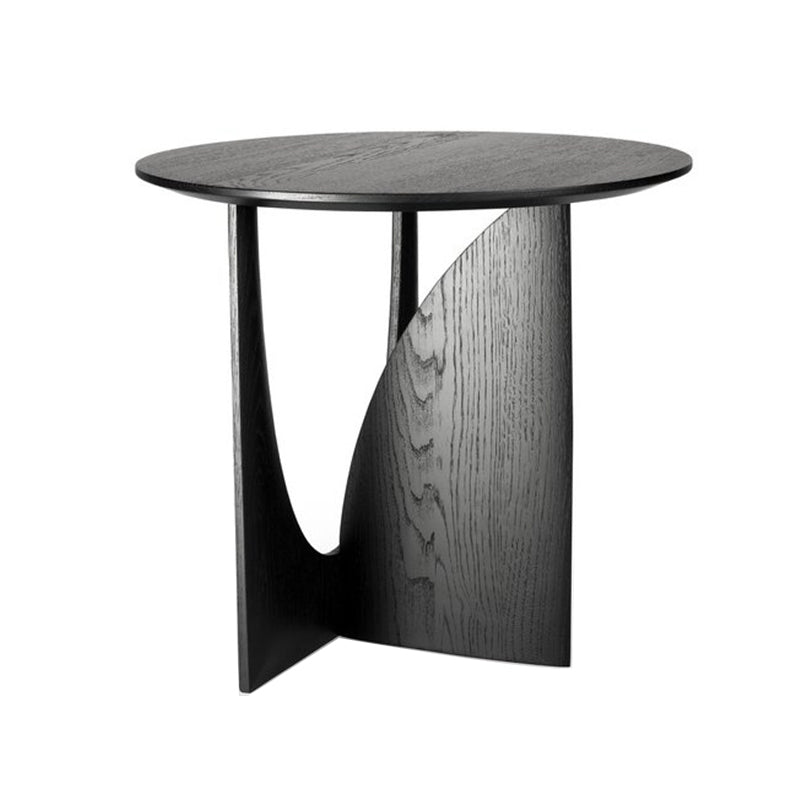 Round Solid Wood Table with Abstract Base Design Nordic Style Side Table