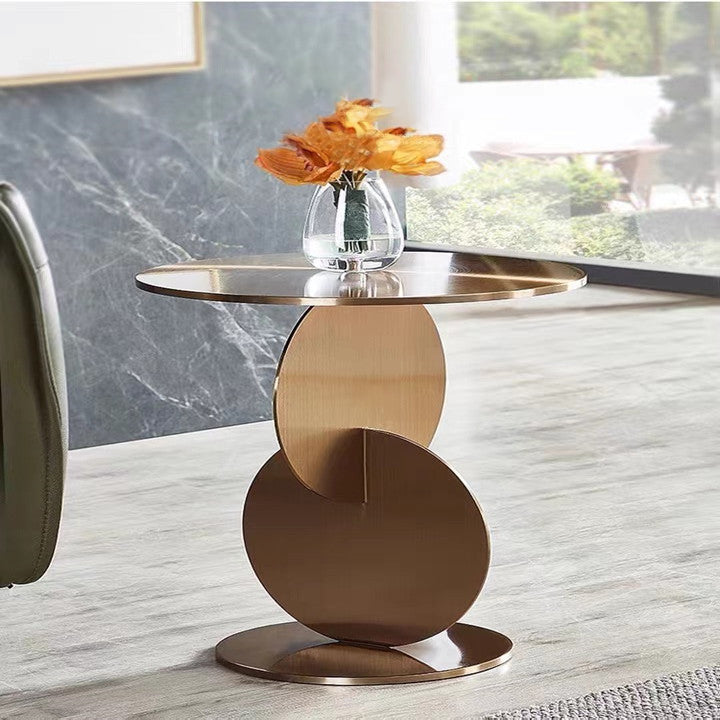 Mid-century Modern Style Pedestal Base Metal Table Round Side Table