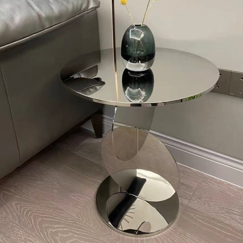 Mid-century Modern Style Pedestal Base Metal Table Round Side Table