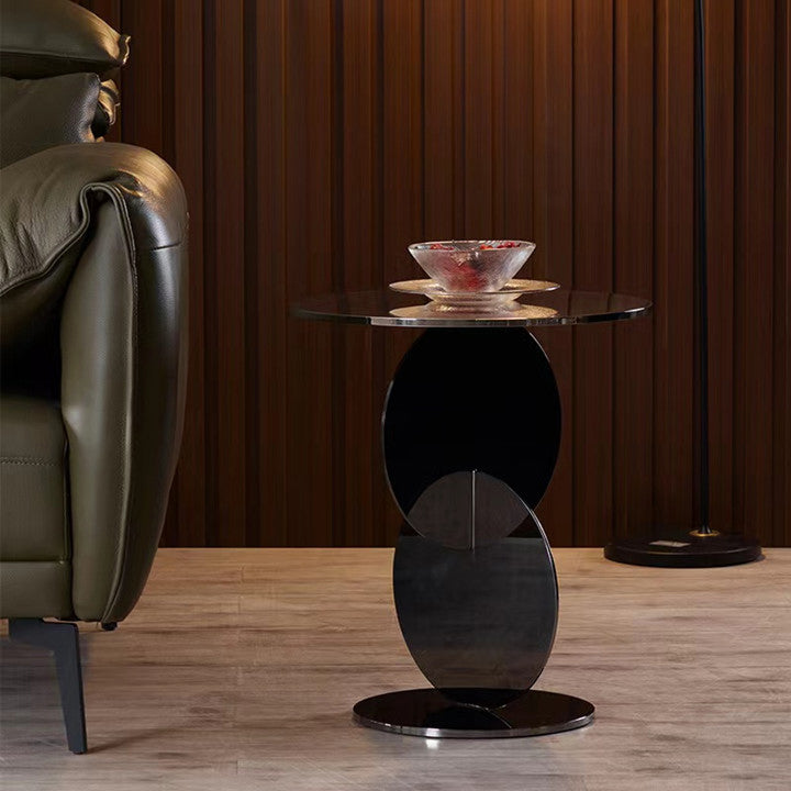 Mid-century Modern Style Pedestal Base Metal Table Round Side Table