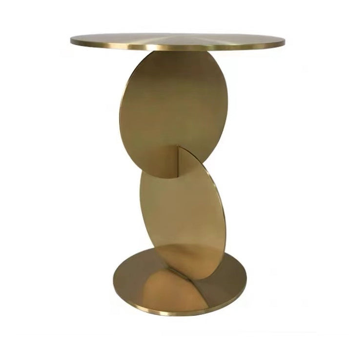 Mid-century Modern Style Pedestal Base Metal Table Round Side Table