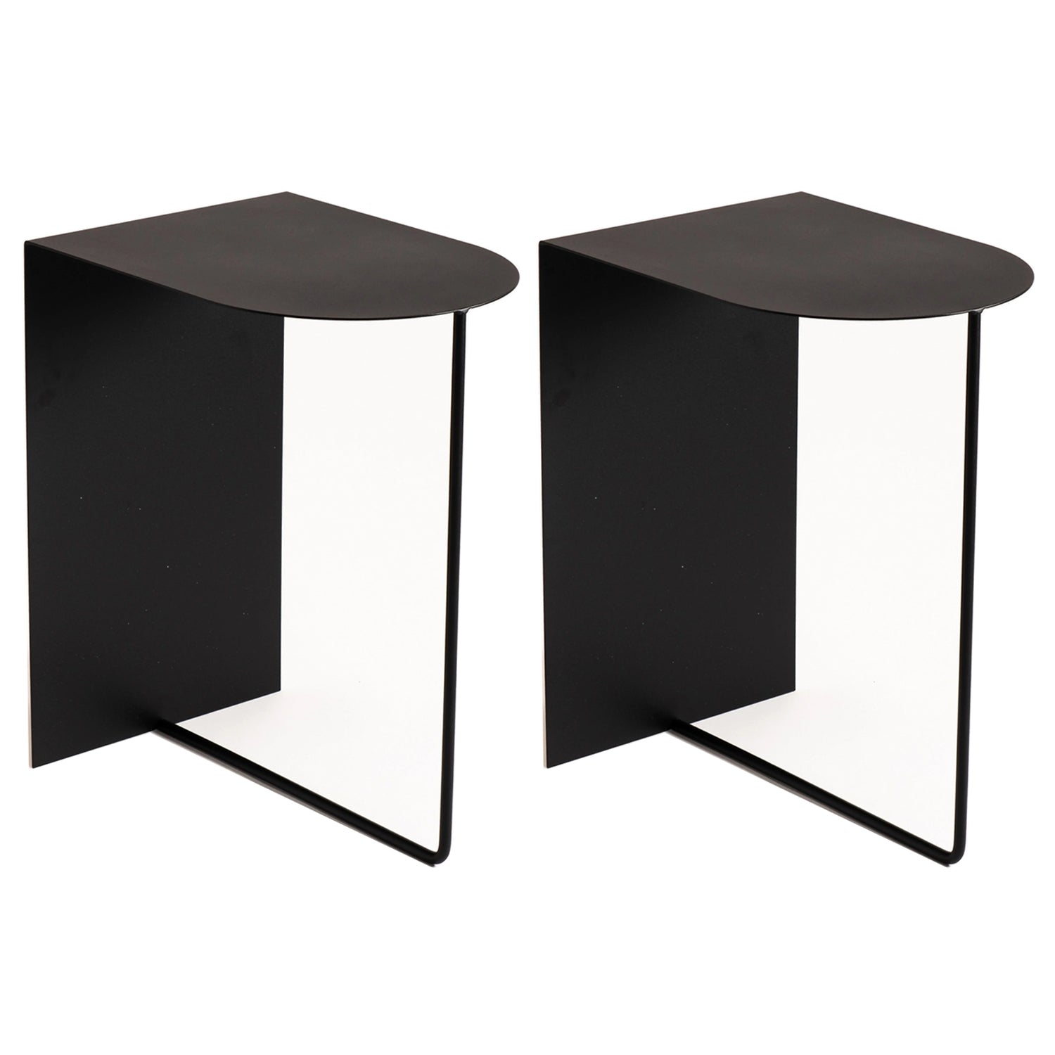 Rectangular Metal Table with Abstract Base Design mid-century Modern Style Side Table