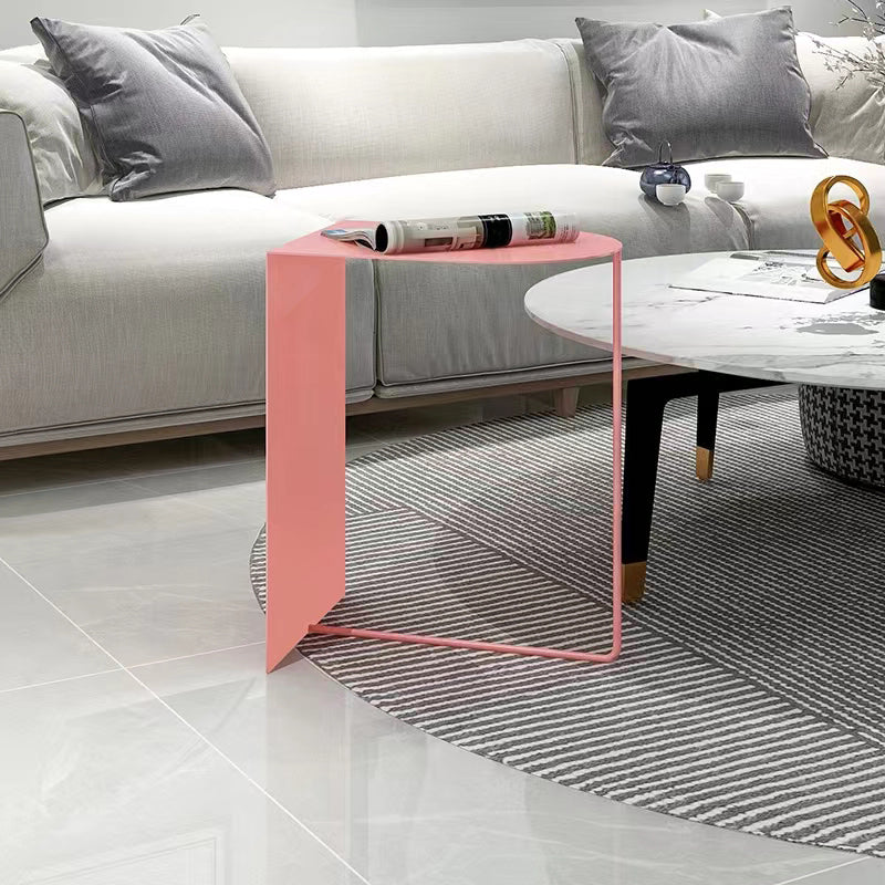 Rectangular Metal Table with Abstract Base Design mid-century Modern Style Side Table