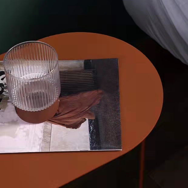 Rectangular Metal Table with Abstract Base Design mid-century Modern Style Side Table