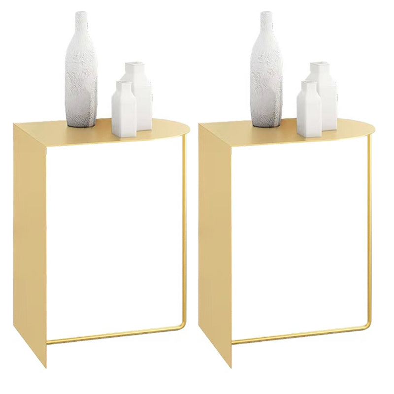 Rectangular Metal Table with Abstract Base Design mid-century Modern Style Side Table