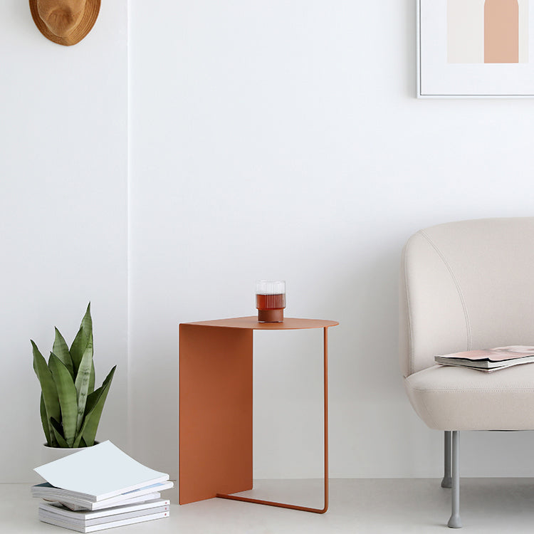 Rectangular Metal Table with Abstract Base Design mid-century Modern Style Side Table