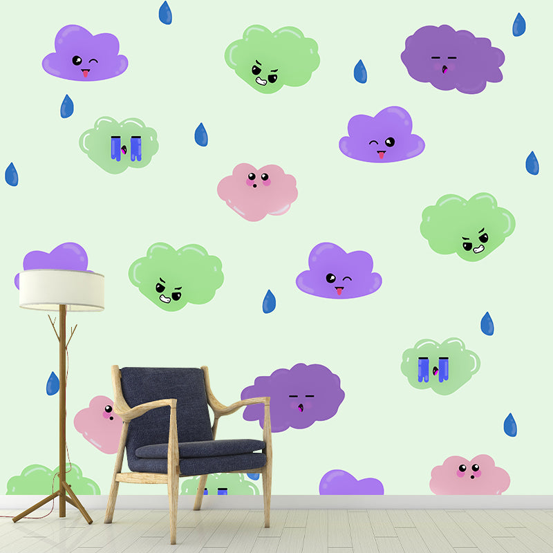 Environment Friendly Cartoon Illustration Wallpaper Mildew Resistant Indoor Wall Mural