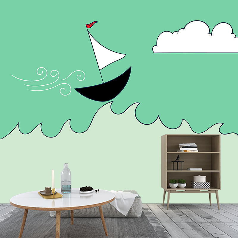 Environment Friendly Cartoon Illustration Wallpaper Mildew Resistant Indoor Wall Mural