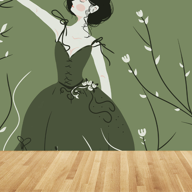 Portraiture Mildew Resistant Wallpaper Illustration Sleeping Room Wall Mural