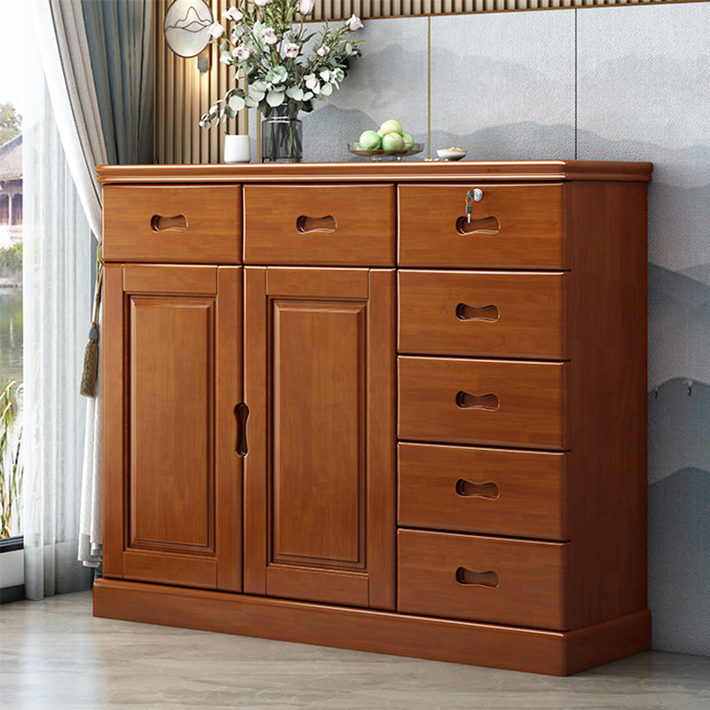 Rubberwood Accent Cabinet with Drawers Contemporary Storage Cabinet